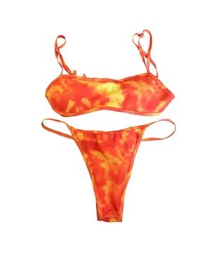 Two-Piece Orange Tie-Dye Bikini Set